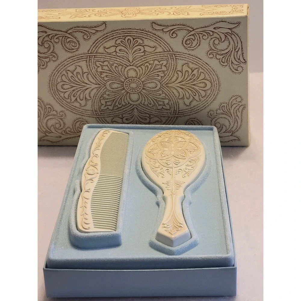 Avon Past Present Brush and Comb Set Vintage Victorian Revival Cream Ivory